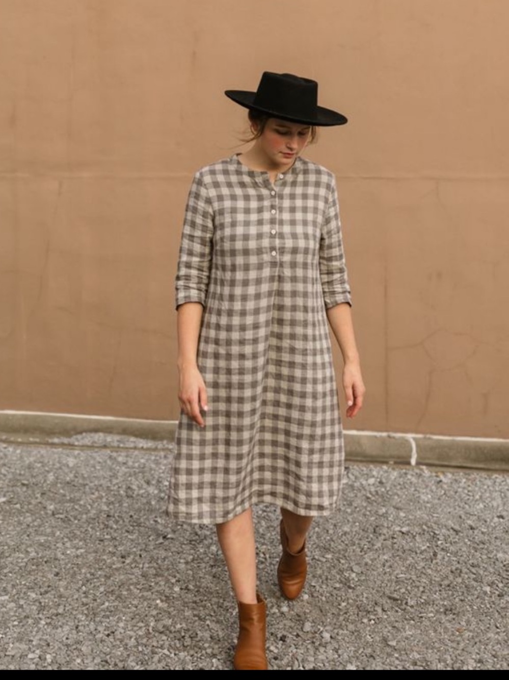Kyra Jane Handmade Tuesday dress in Barley check linen